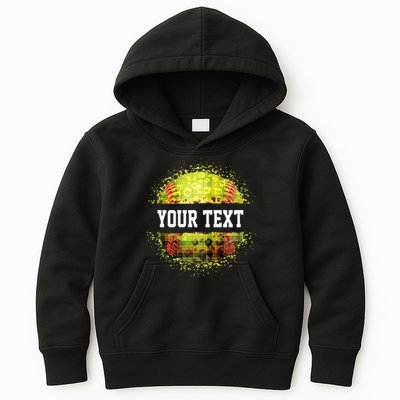 Personalized Softball Custom Name Family School Team Kids Hoodie