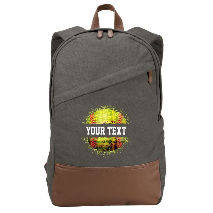 Personalized Softball Custom Name Family School Team Cotton Canvas Backpack