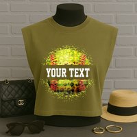 Personalized Softball Custom Name Family School Team Garment-Dyed Women's Muscle Tee