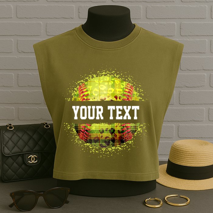 Personalized Softball Custom Name Family School Team Garment-Dyed Women's Muscle Tee