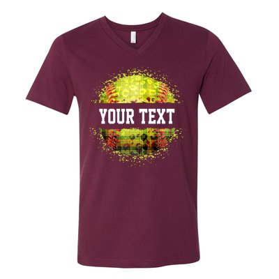 Personalized Softball Custom Name Family School Team V-Neck T-Shirt