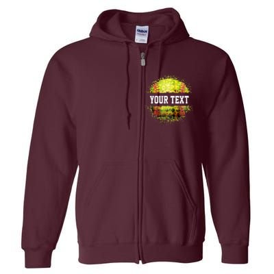 Personalized Softball Custom Name Family School Team Full Zip Hoodie