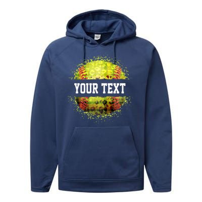 Personalized Softball Custom Name Family School Team Performance Fleece Hoodie