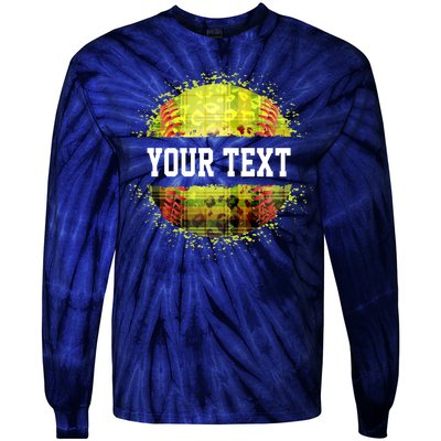 Personalized Softball Custom Name Family School Team Tie-Dye Long Sleeve Shirt