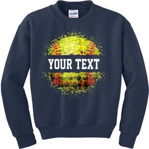 Personalized Softball Custom Name Family School Team Kids Sweatshirt