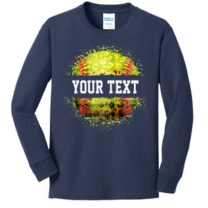 Personalized Softball Custom Name Family School Team Kids Long Sleeve Shirt