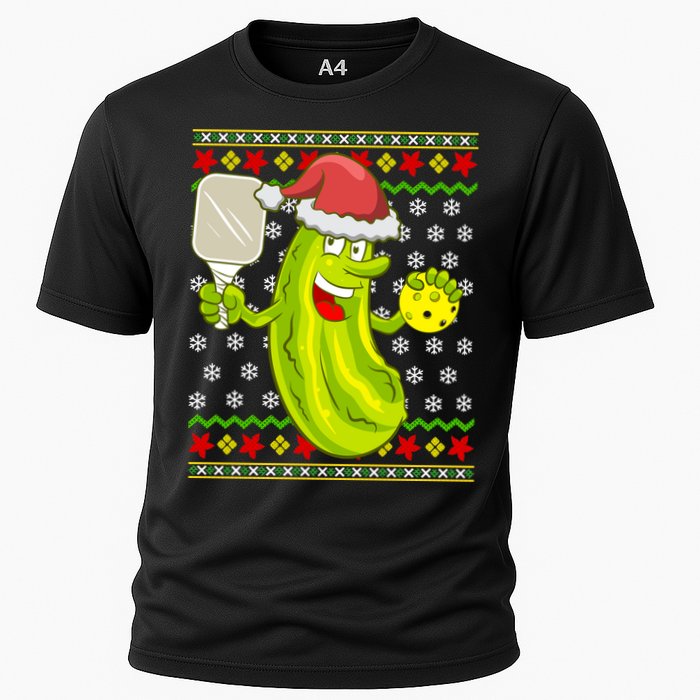 Pickleball Santa Claus Ugly Christmas Pattern Cool Gift Cooling Performance Crew T-Shirt