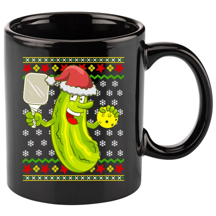 Pickleball Santa Claus Ugly Christmas Pattern Cool Gift 11oz C Handle Ceramic Mug