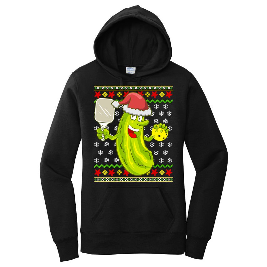 Pickleball Santa Claus Ugly Christmas Pattern Cool Gift Women's Pullover Hoodie