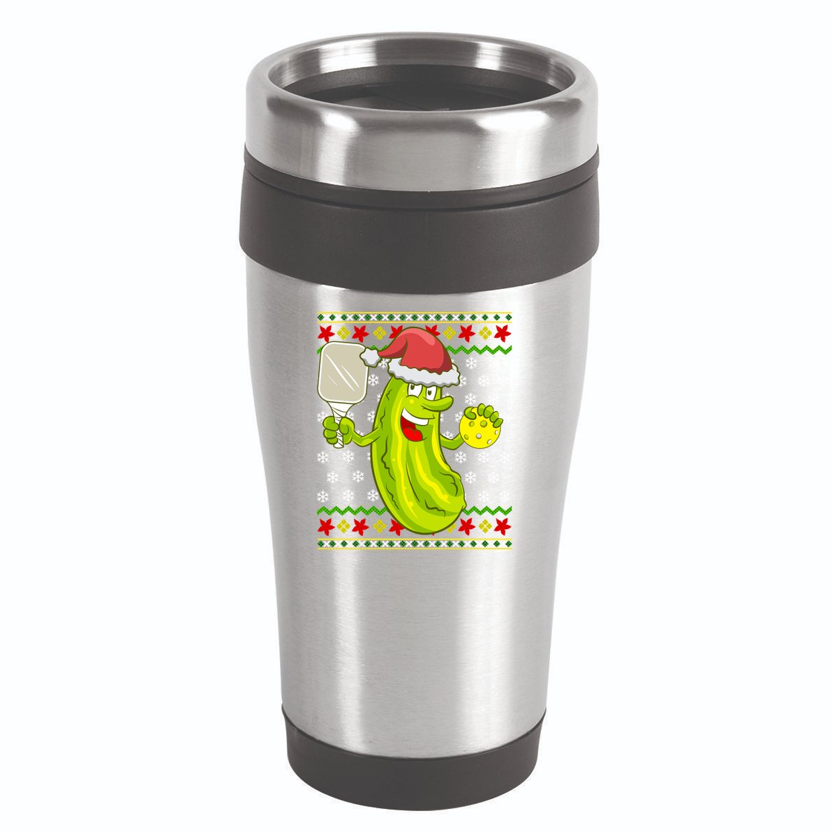 Pickleball Santa Claus Ugly Christmas Pattern Cool Gift 16oz Travel Tumbler