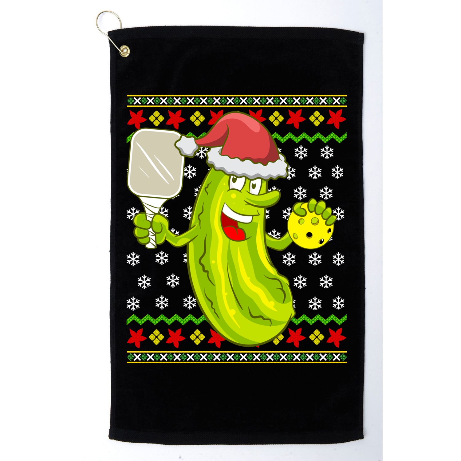 Pickleball Santa Claus Ugly Christmas Pattern Cool Gift Golf Towel