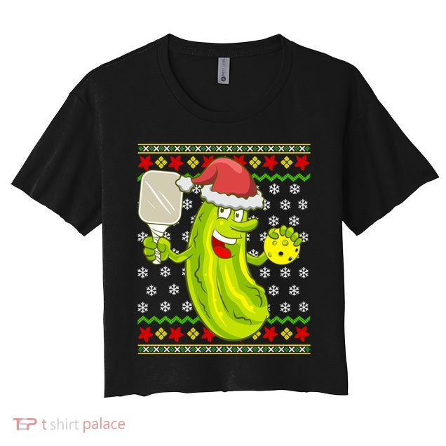 Pickleball Santa Claus Ugly Christmas Pattern Cool Gift Crop Top