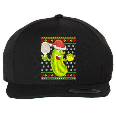 Pickleball Santa Claus Ugly Christmas Pattern Cool Gift Wool Snapback Cap