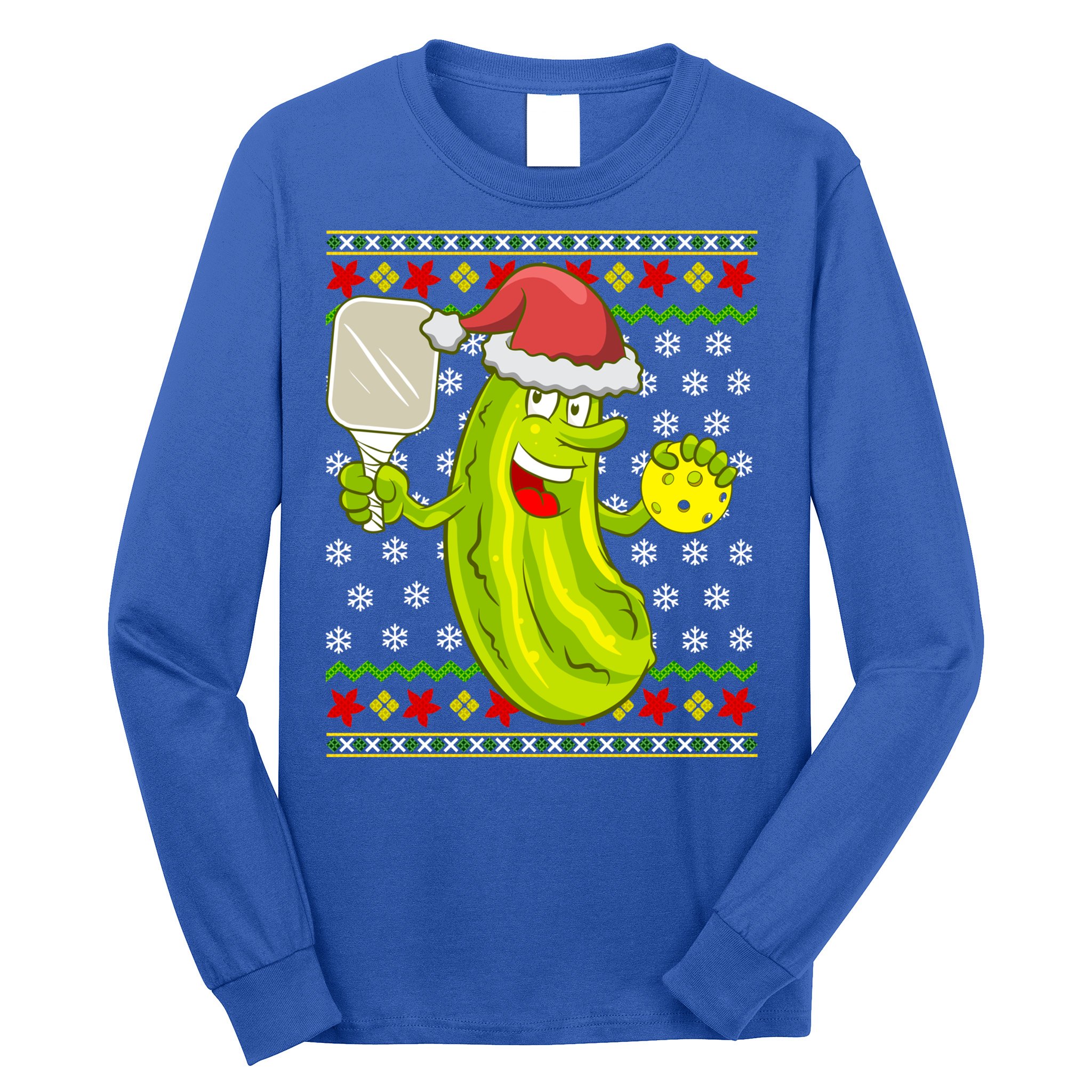 Pickleball Santa Claus Ugly Christmas Pattern Cool Gift Long Sleeve Shirt