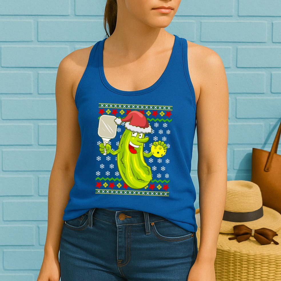 Pickleball Santa Claus Ugly Christmas Pattern Cool Gift Womens Tank Top