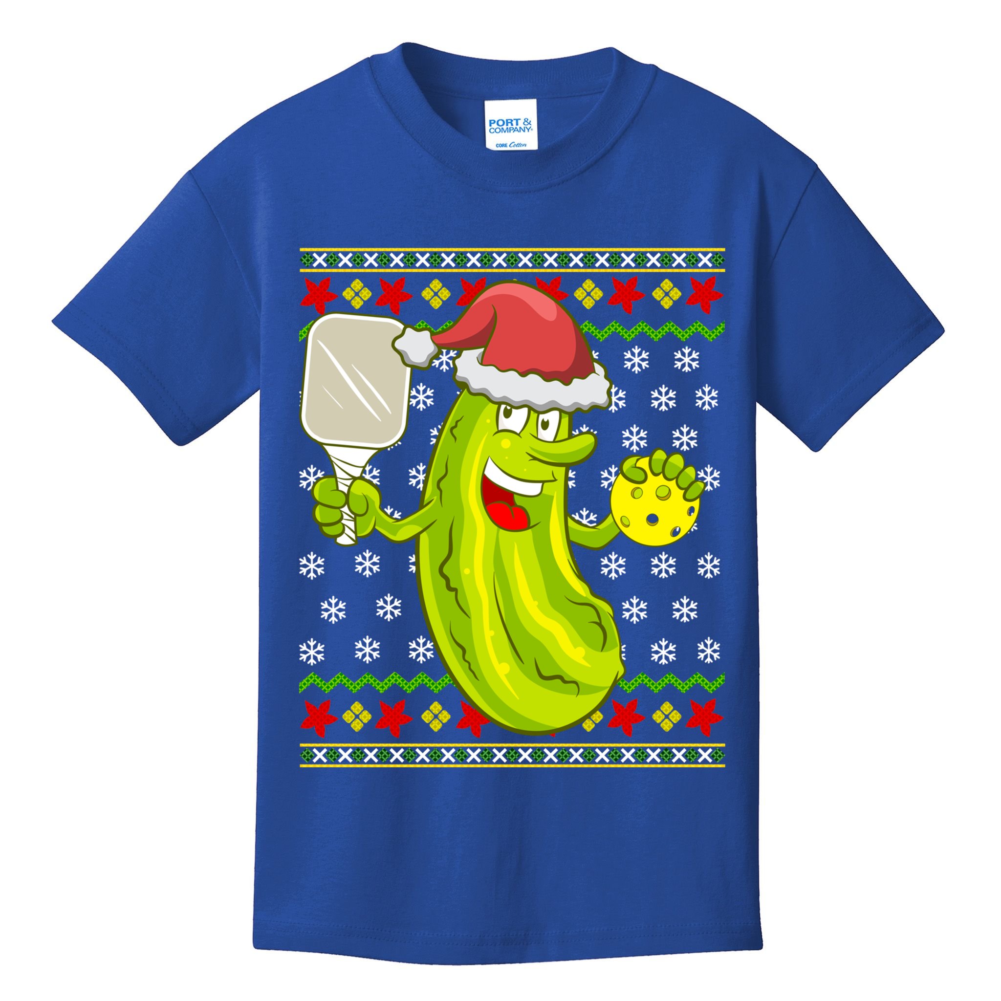 Pickleball Santa Claus Ugly Christmas Pattern Cool Gift Kids T-Shirt