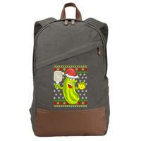 Pickleball Santa Claus Ugly Christmas Pattern Cool Gift Cotton Canvas Backpack