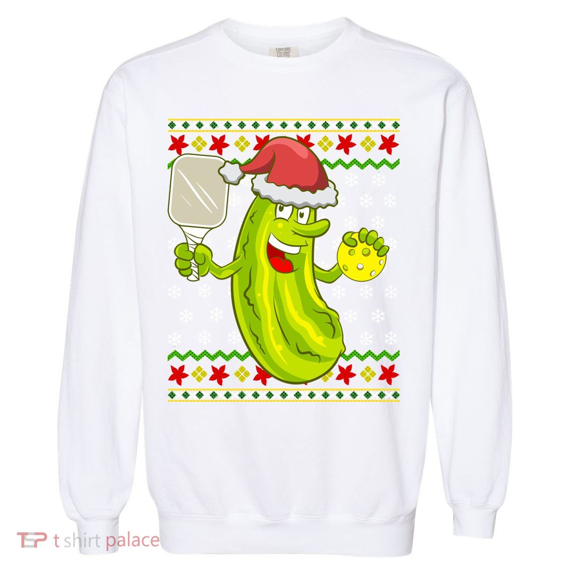 Pickleball Santa Claus Ugly Christmas Pattern Cool Gift Garment-Dyed Sweatshirt