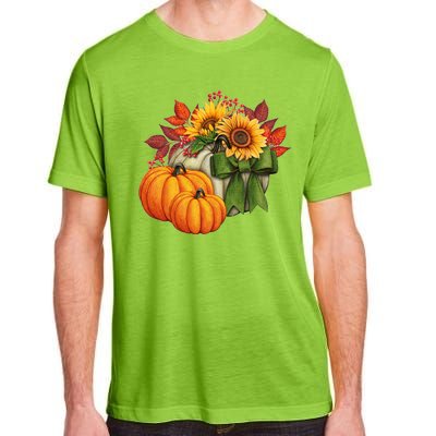 Pumpkin Sunflower Cute Floral Fall Autumn Season Adult ChromaSoft Performance T-Shirt