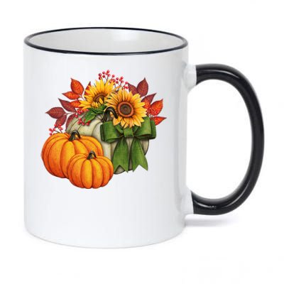 Pumpkin Sunflower Cute Floral Fall Autumn Season 11oz Black Color Changing Mug