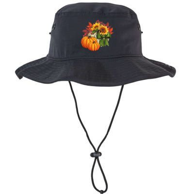Pumpkin Sunflower Cute Floral Fall Autumn Season Bucket Hat