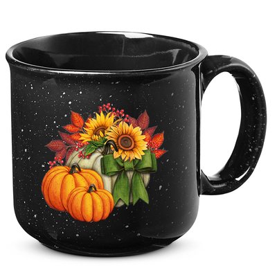 Pumpkin Sunflower Cute Floral Fall Autumn Season 15oz Campfire Ceramic Mug