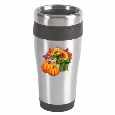 Pumpkin Sunflower Cute Floral Fall Autumn Season 16oz Travel Tumbler