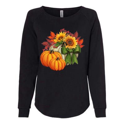 Pumpkin Sunflower Cute Floral Fall Autumn Season Womens California Wash Sweatshirt