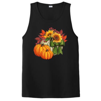 Pumpkin Sunflower Cute Floral Fall Autumn Season PosiCharge Competitor Tank