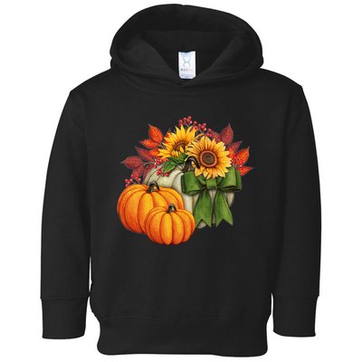 Pumpkin Sunflower Cute Floral Fall Autumn Season Toddler Hoodie