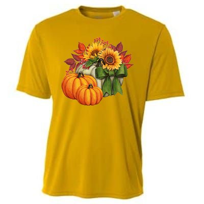 Pumpkin Sunflower Cute Floral Fall Autumn Season Cooling Performance Crew T-Shirt