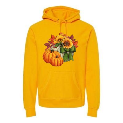 Pumpkin Sunflower Cute Floral Fall Autumn Season Premium Hoodie