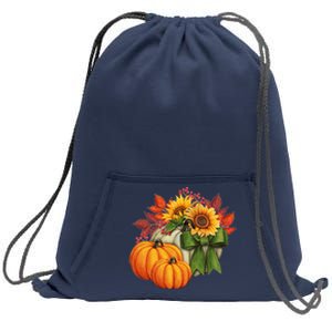 Pumpkin Sunflower Cute Floral Fall Autumn Season Sweatshirt Cinch Pack Bag