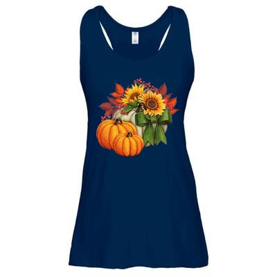 Pumpkin Sunflower Cute Floral Fall Autumn Season Ladies Essential Flowy Tank