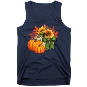 Pumpkin Sunflower Cute Floral Fall Autumn Season Tank Top