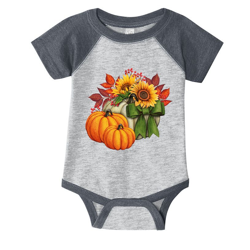 Pumpkin Sunflower Cute Floral Fall Autumn Season Infant Baby Jersey Bodysuit