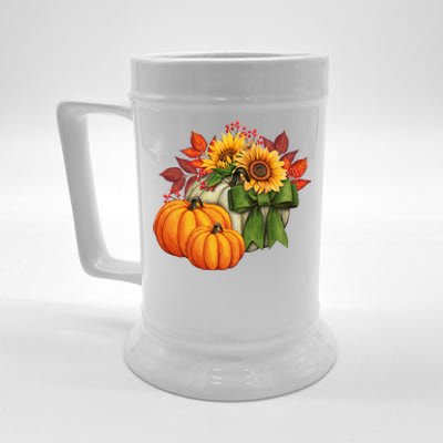 Pumpkin Sunflower Cute Floral Fall Autumn Season Beer Stein