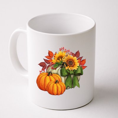 Pumpkin Sunflower Cute Floral Fall Autumn Season Coffee Mug