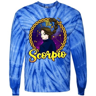 Pretty Scorpio Constellation Zodiac October November Gift Tie-Dye Long Sleeve Shirt