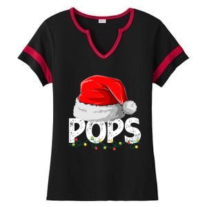 Pops Santa Christmas Family Matching Pajamas Papa Xmas Gift Ladies Halftime Notch Neck Tee