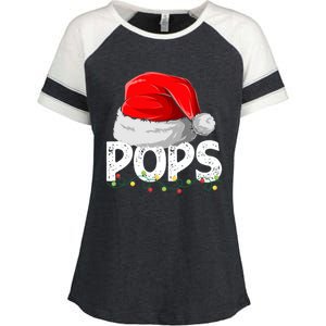 Pops Santa Christmas Family Matching Pajamas Papa Xmas Gift Enza Ladies Jersey Colorblock Tee