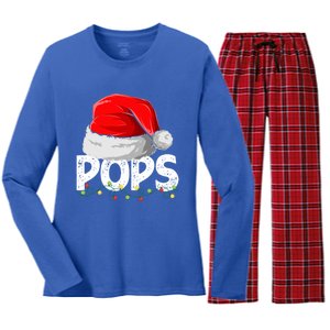 Pops Santa Christmas Family Matching Pajamas Papa Xmas Gift Women's Long Sleeve Flannel Pajama Set 