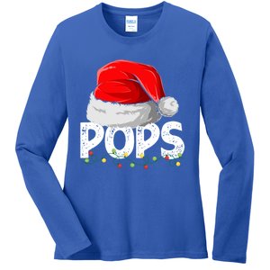 Pops Santa Christmas Family Matching Pajamas Papa Xmas Gift Ladies Long Sleeve Shirt