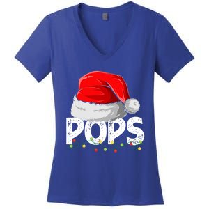 Pops Santa Christmas Family Matching Pajamas Papa Xmas Gift Women's V-Neck T-Shirt