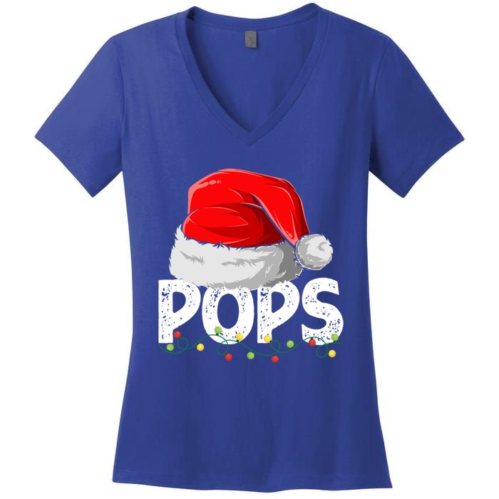 Pops Santa Christmas Family Matching Pajamas Papa Xmas Gift Women's V-Neck T-Shirt