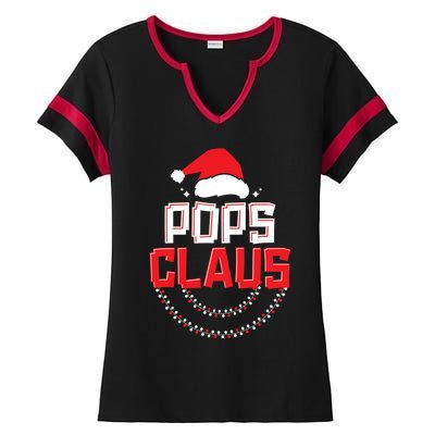 Pops Santa Claus Christmas Matching Funny Costume Gift Ladies Halftime Notch Neck Tee