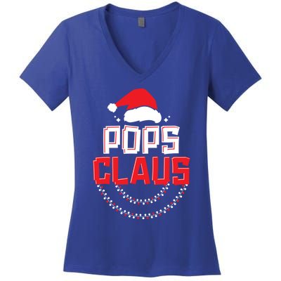 Pops Santa Claus Christmas Matching Funny Costume Gift Women's V-Neck T-Shirt