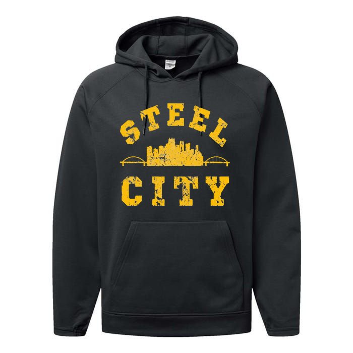 Pittsburgh Steel City Skyline Bridges 412 Home Vintage Performance Fleece Hoodie