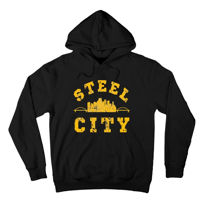 Pittsburgh Steel City Skyline Bridges 412 Home Vintage Hoodie