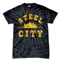 Pittsburgh Steel City Skyline Bridges 412 Home Vintage Tie-Dye T-Shirt